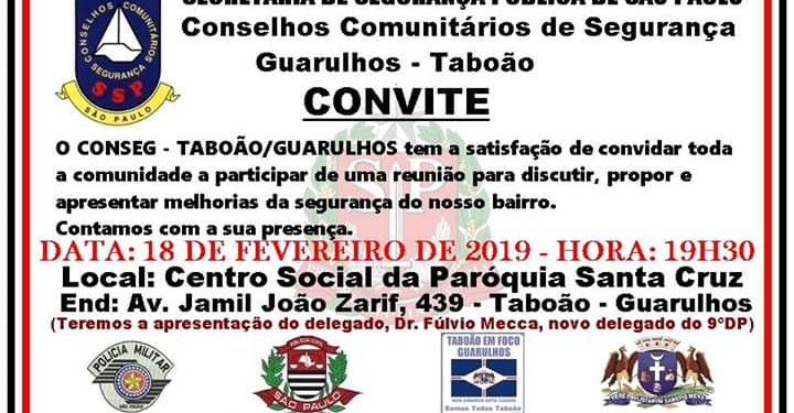 O Conseg, Conselho Comunitário de Segurança do Taboão Guarulhos Realiza Reunião em prol da comunidade